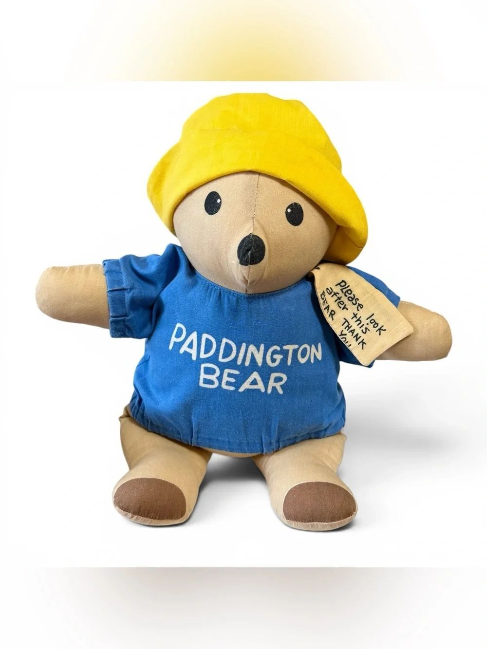 Vintage 1980’s Eden Toys Paddington Bear With Yellow Hat Blue Sweatshirt